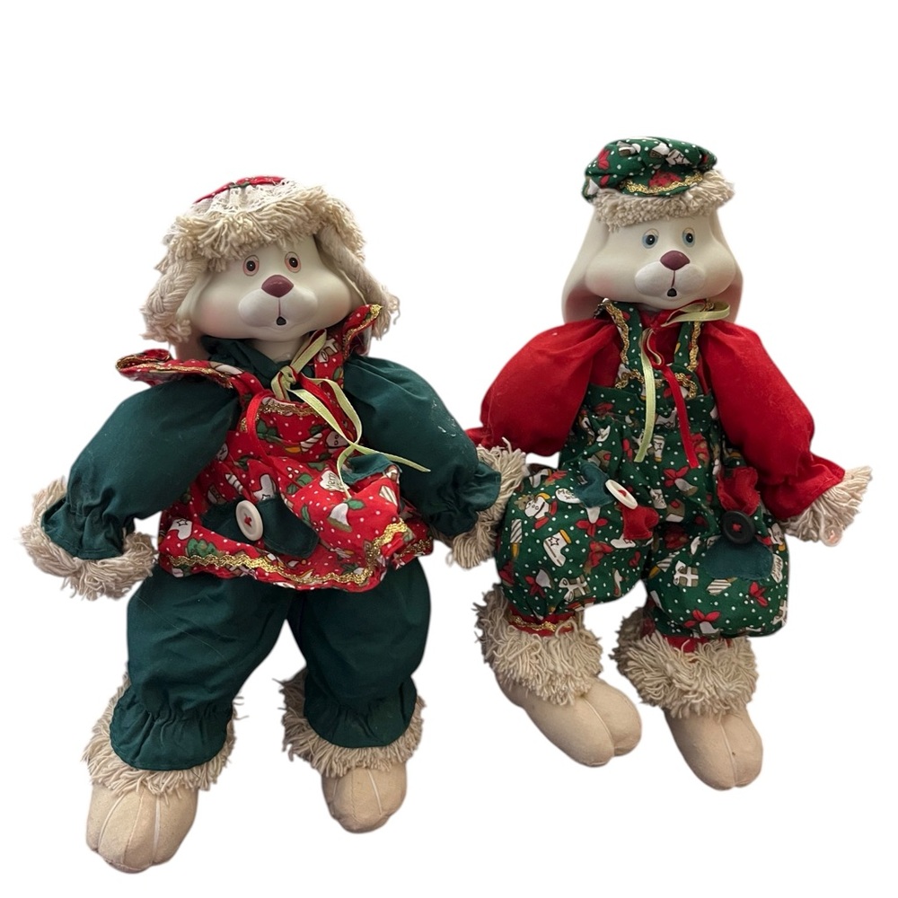 Vintage 90s Christmas House of Lloyd “Hip & Hop” Bunny Dolls w/ Box Preowned